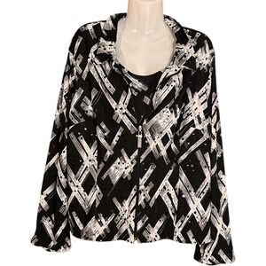 PICADILLY FASHIONS Womens 2 Piece Jacket Tank Set Sz XXL Travel Abstract Sparkle